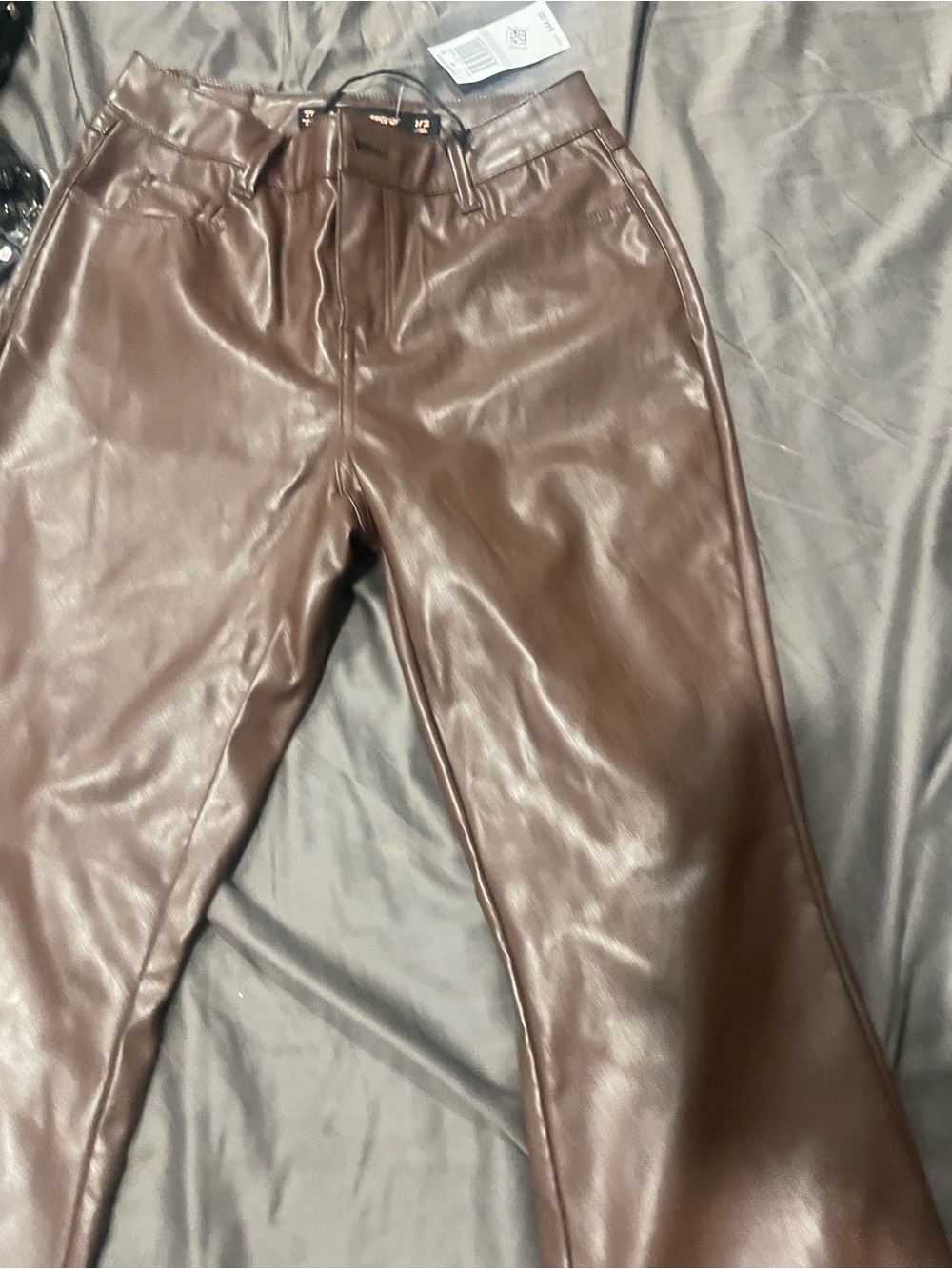 Dollhouse NWT Faux Leather High Rise Flare Pants Brown 27/1 32 Festival Y2K